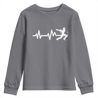 Cricket Player Youth Sweatshirt Cricket Heartbeat Batsman