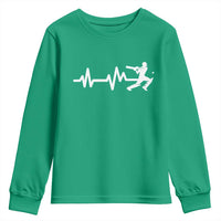 Cricket Player Youth Sweatshirt Cricket Heartbeat Batsman