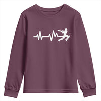 Cricket Player Youth Sweatshirt Cricket Heartbeat Batsman