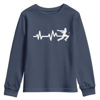 Cricket Player Youth Sweatshirt Cricket Heartbeat Batsman