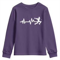 Cricket Player Youth Sweatshirt Cricket Heartbeat Batsman
