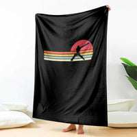 Retro Cricket Player Throw Blanket Retro Vintage Sport Batsman Cricket Gifts