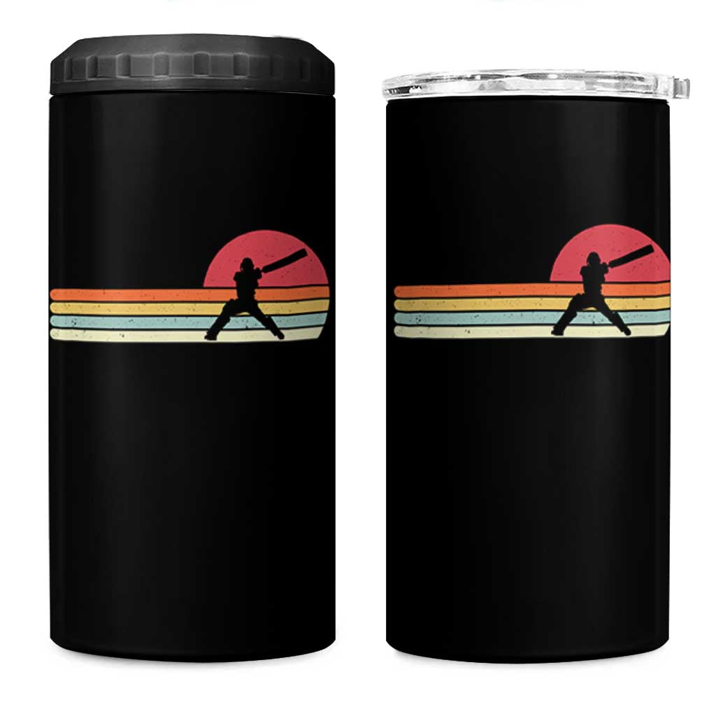 Retro Cricket Player 4 in 1 Can Cooler Tumbler Retro Vintage Sport Batsman Cricket Gifts