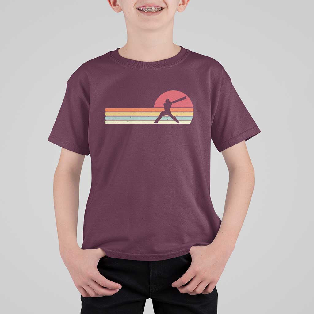 Retro Cricket Player T Shirt For Kid Retro Vintage Sport Batsman Cricket Gifts