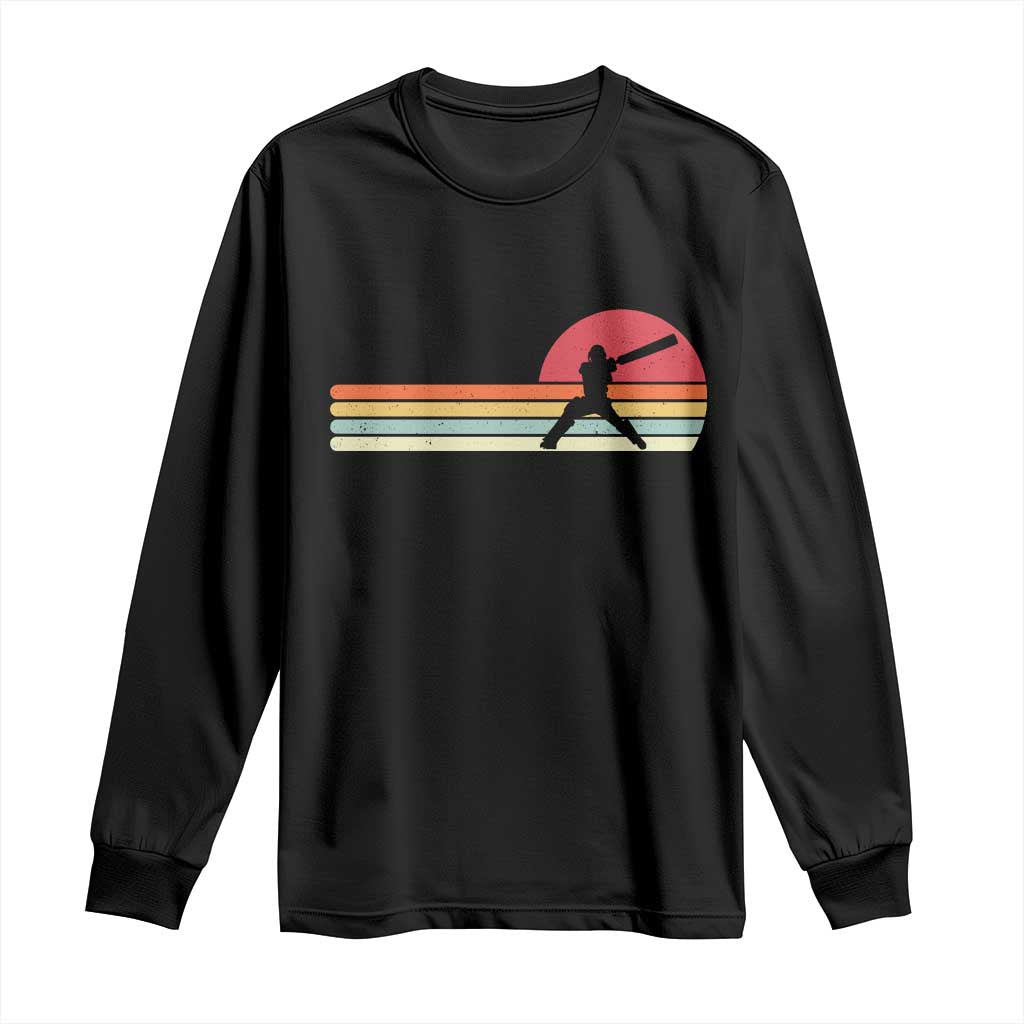 Retro Cricket Player Long Sleeve Shirt Retro Vintage Sport Batsman Cricket Gifts