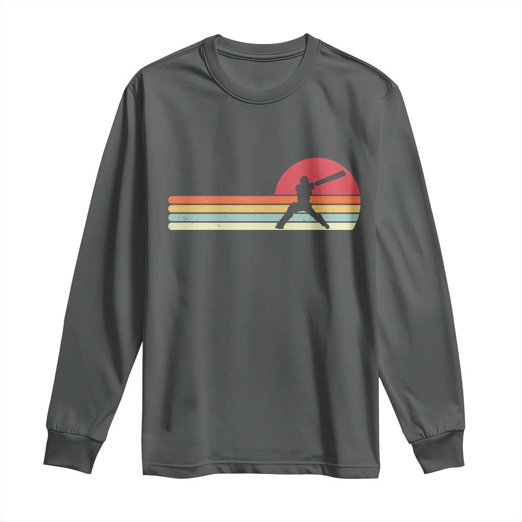 Retro Cricket Player Long Sleeve Shirt Retro Vintage Sport Batsman Cricket Gifts
