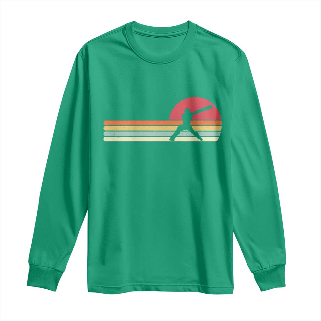 Retro Cricket Player Long Sleeve Shirt Retro Vintage Sport Batsman Cricket Gifts
