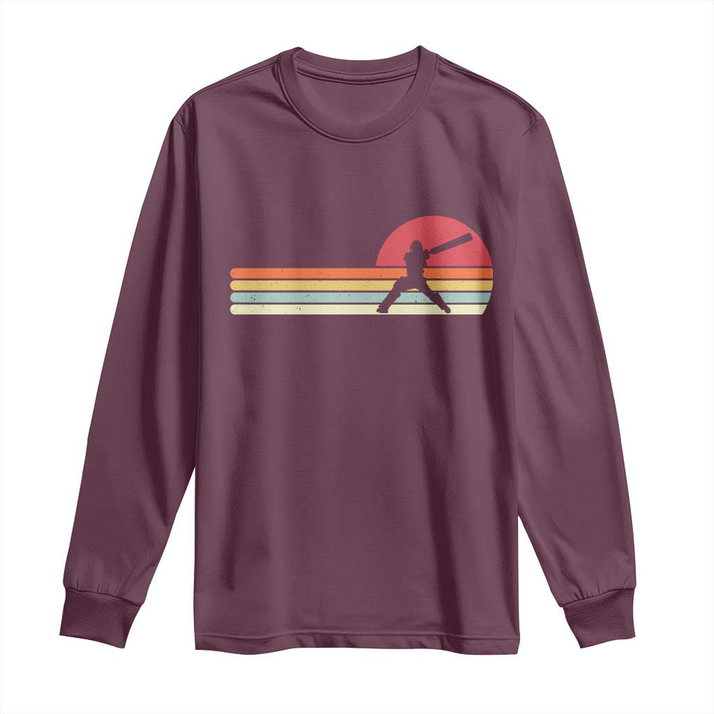 Retro Cricket Player Long Sleeve Shirt Retro Vintage Sport Batsman Cricket Gifts