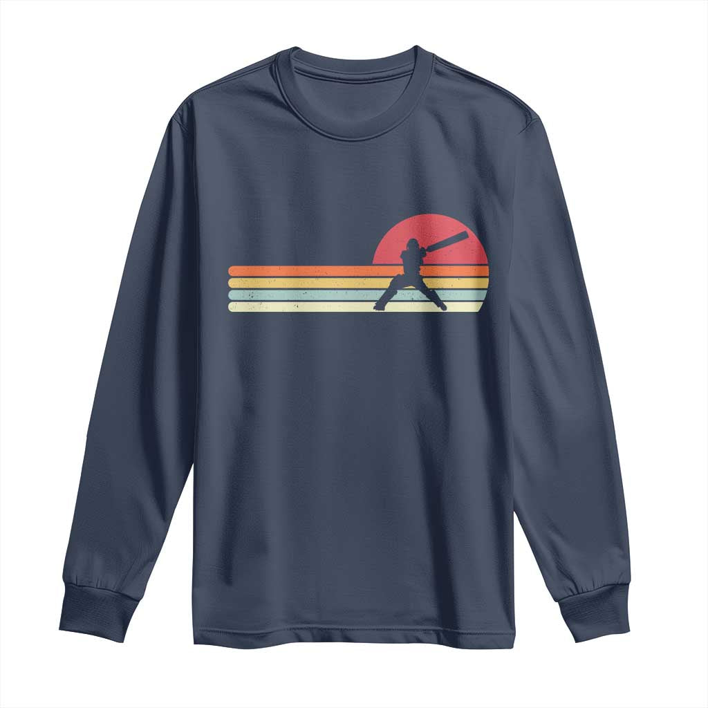 Retro Cricket Player Long Sleeve Shirt Retro Vintage Sport Batsman Cricket Gifts