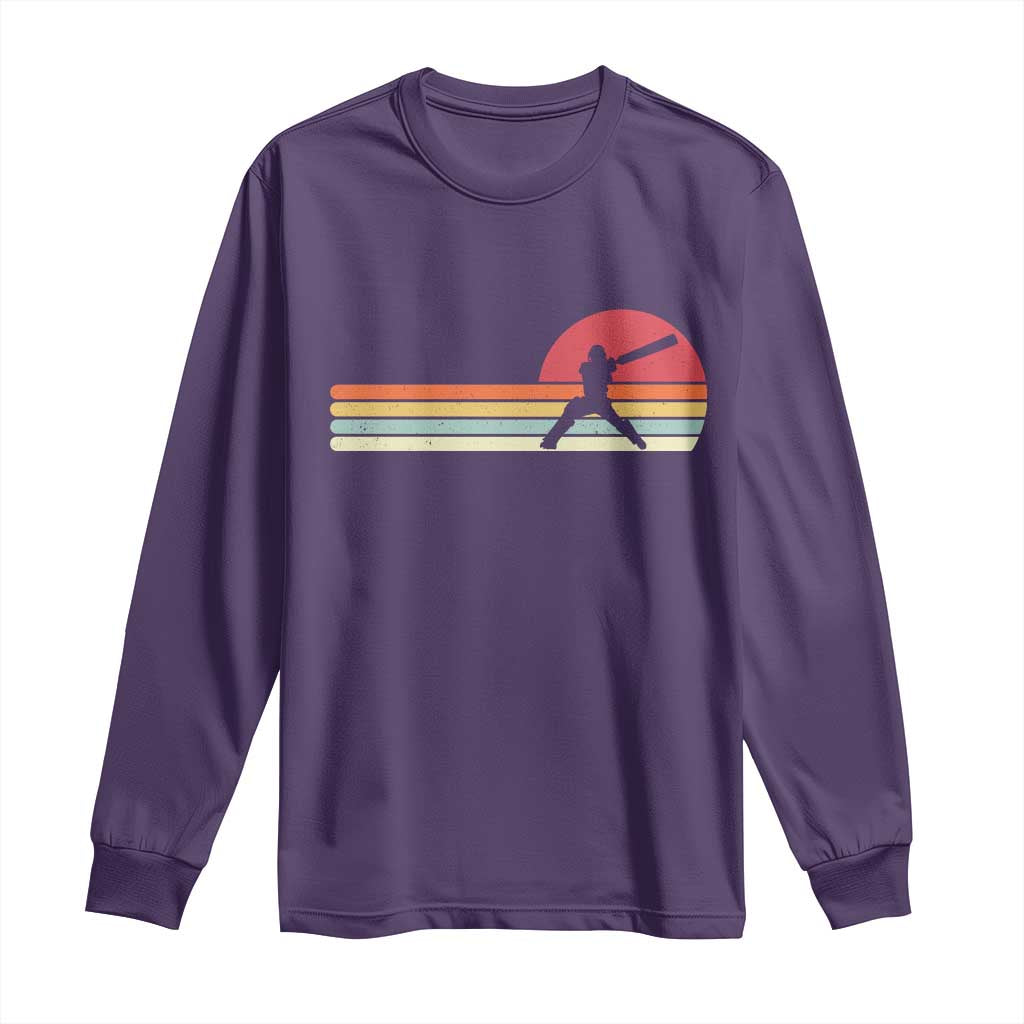 Retro Cricket Player Long Sleeve Shirt Retro Vintage Sport Batsman Cricket Gifts