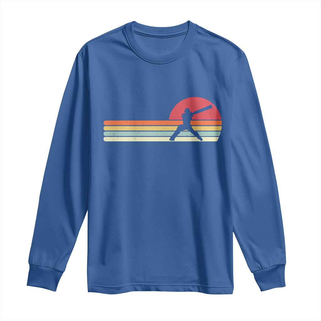 Retro Cricket Player Long Sleeve Shirt Retro Vintage Sport Batsman Cricket Gifts