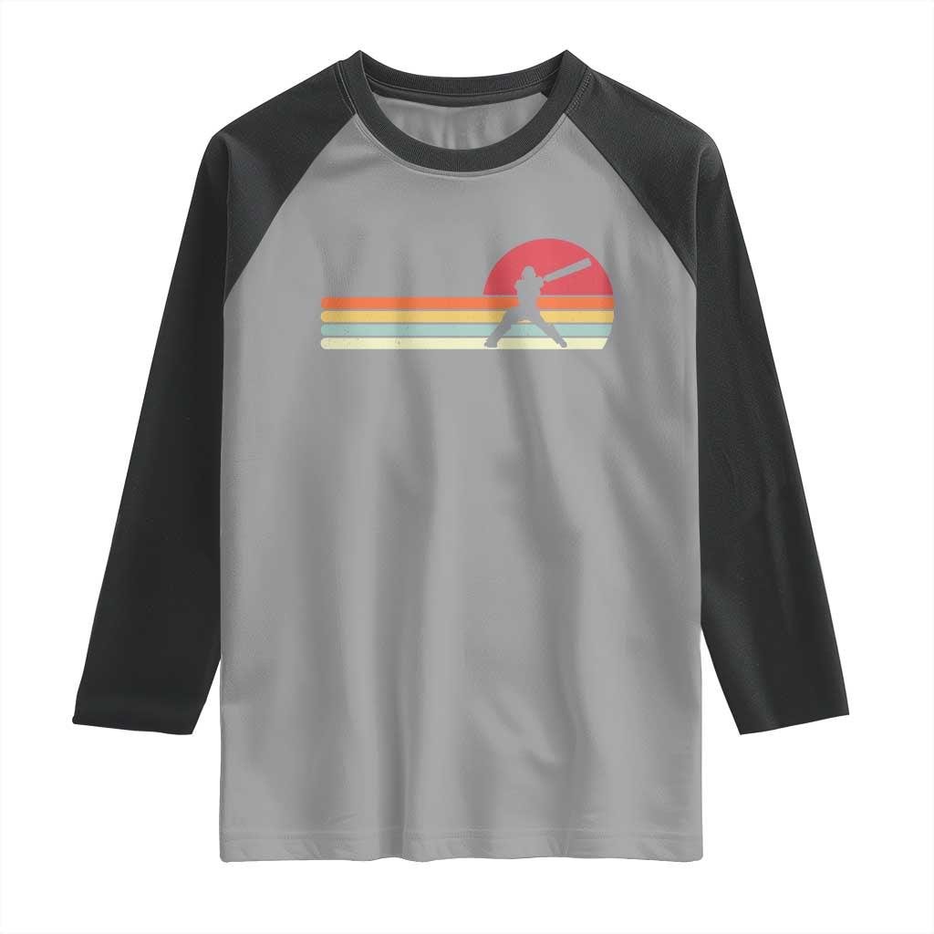 Retro Cricket Player Raglan Shirt Retro Vintage Sport Batsman Cricket Gifts
