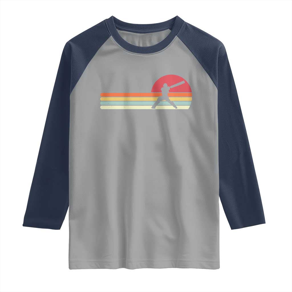 Retro Cricket Player Raglan Shirt Retro Vintage Sport Batsman Cricket Gifts