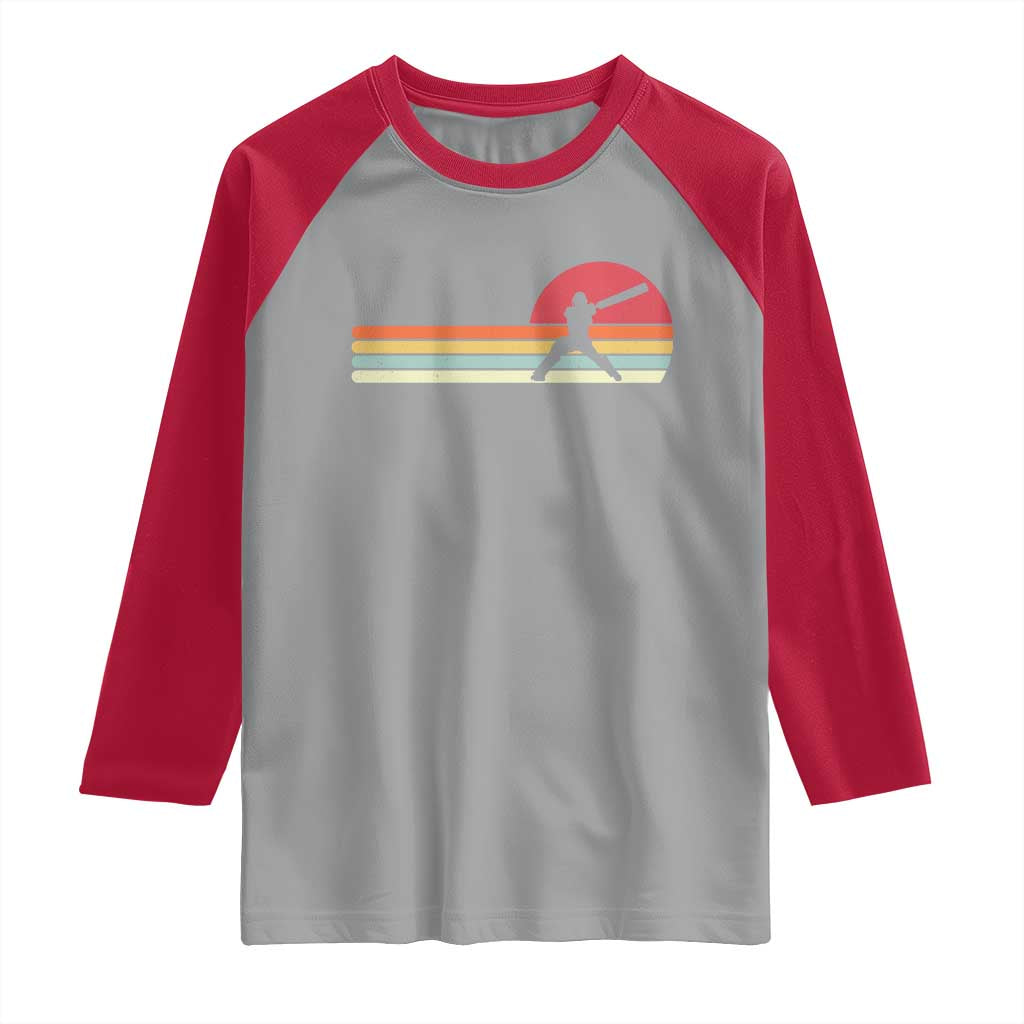 Retro Cricket Player Raglan Shirt Retro Vintage Sport Batsman Cricket Gifts