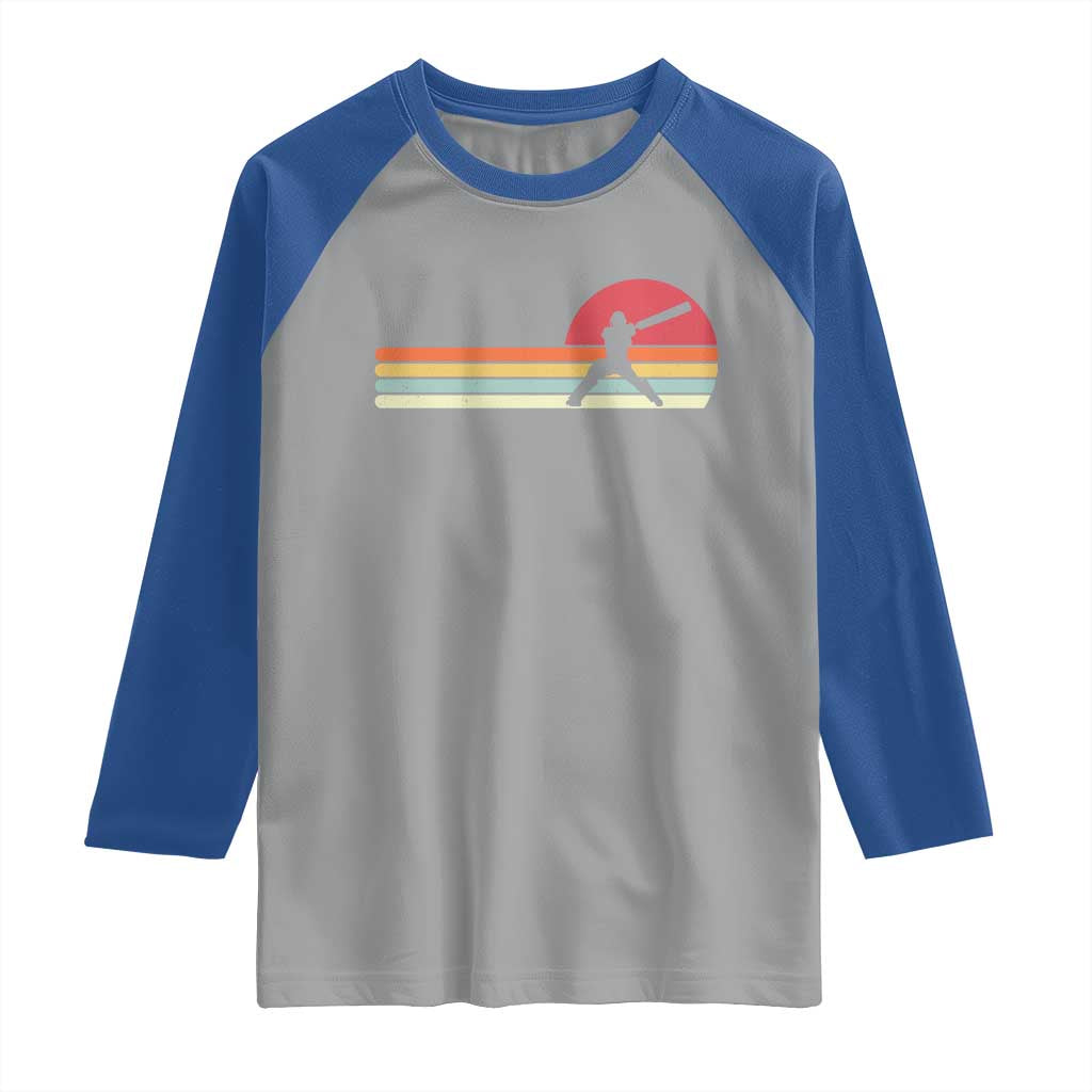 Retro Cricket Player Raglan Shirt Retro Vintage Sport Batsman Cricket Gifts