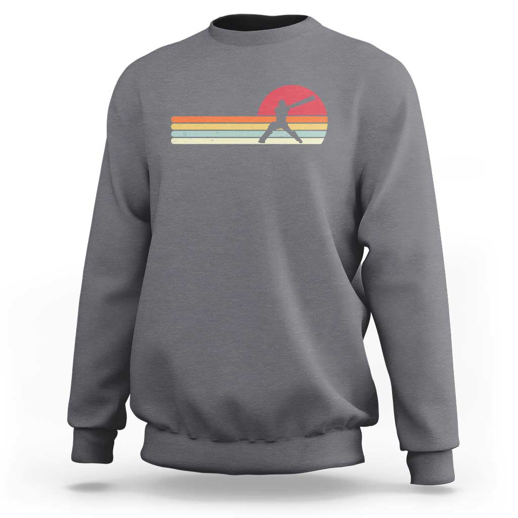 Retro Cricket Player Sweatshirt Retro Vintage Sport Batsman Cricket Gifts