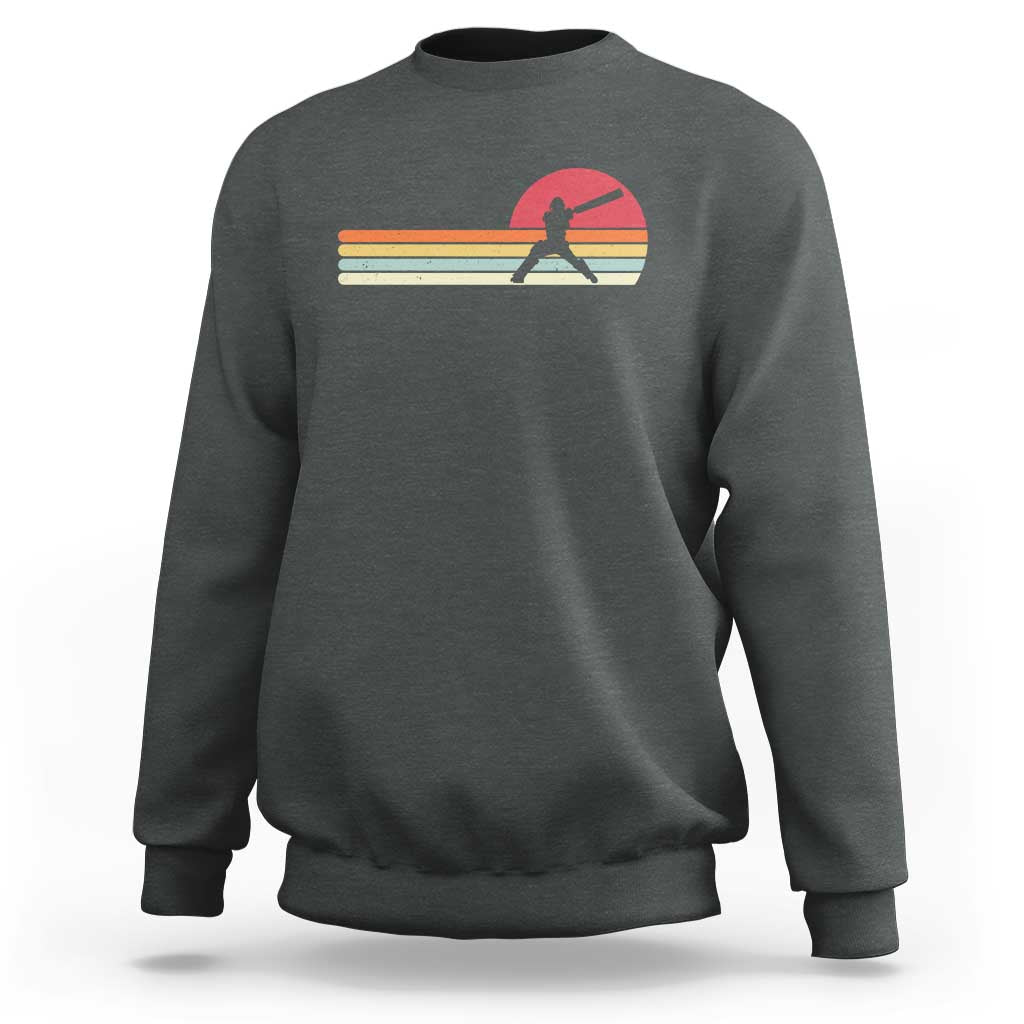 Retro Cricket Player Sweatshirt Retro Vintage Sport Batsman Cricket Gifts