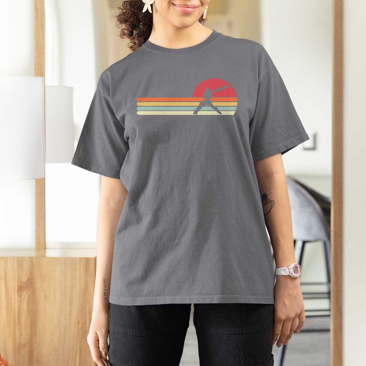Retro Cricket Player T Shirt For Women Retro Vintage Sport Batsman Cricket Gifts