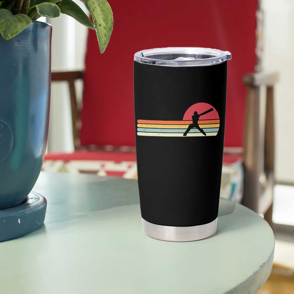 Retro Cricket Player Tumbler Cup Retro Vintage Sport Batsman Cricket Gifts