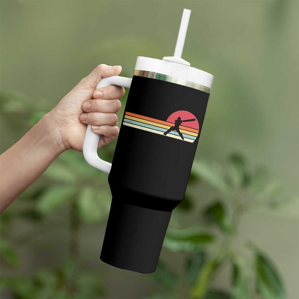 Retro Cricket Player Tumbler With Handle Retro Vintage Sport Batsman Cricket Gifts