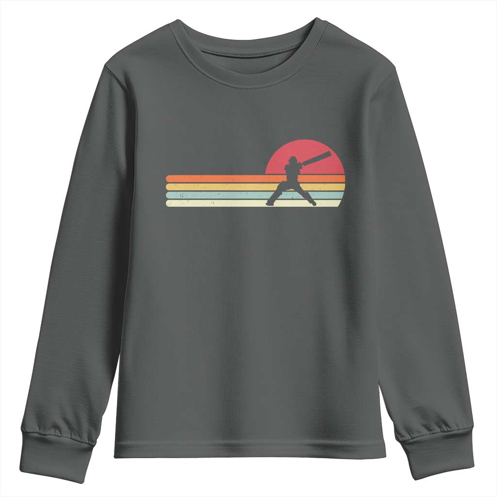 Retro Cricket Player Youth Sweatshirt Retro Vintage Sport Batsman Cricket Gifts