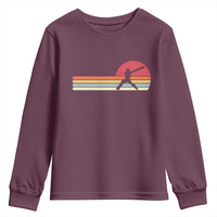 Retro Cricket Player Youth Sweatshirt Retro Vintage Sport Batsman Cricket Gifts