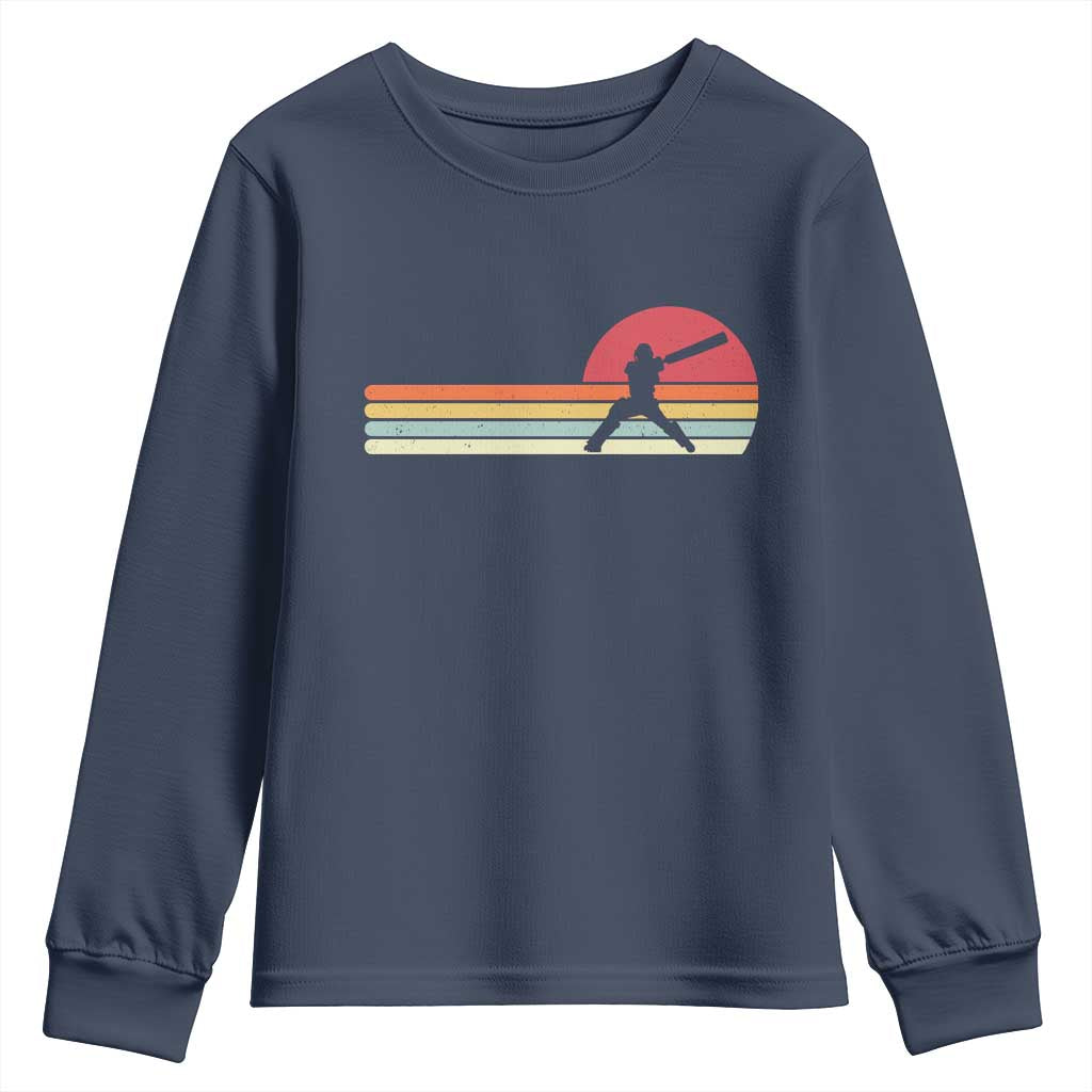 Retro Cricket Player Youth Sweatshirt Retro Vintage Sport Batsman Cricket Gifts