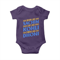 Indian Cricket Baby Onesie Begin Like Sachin Live Like Kohli Finish Like Dhoni