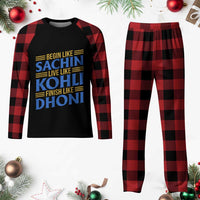 Indian Cricket Plaid Pajama Set Begin Like Sachin Live Like Kohli Finish Like Dhoni