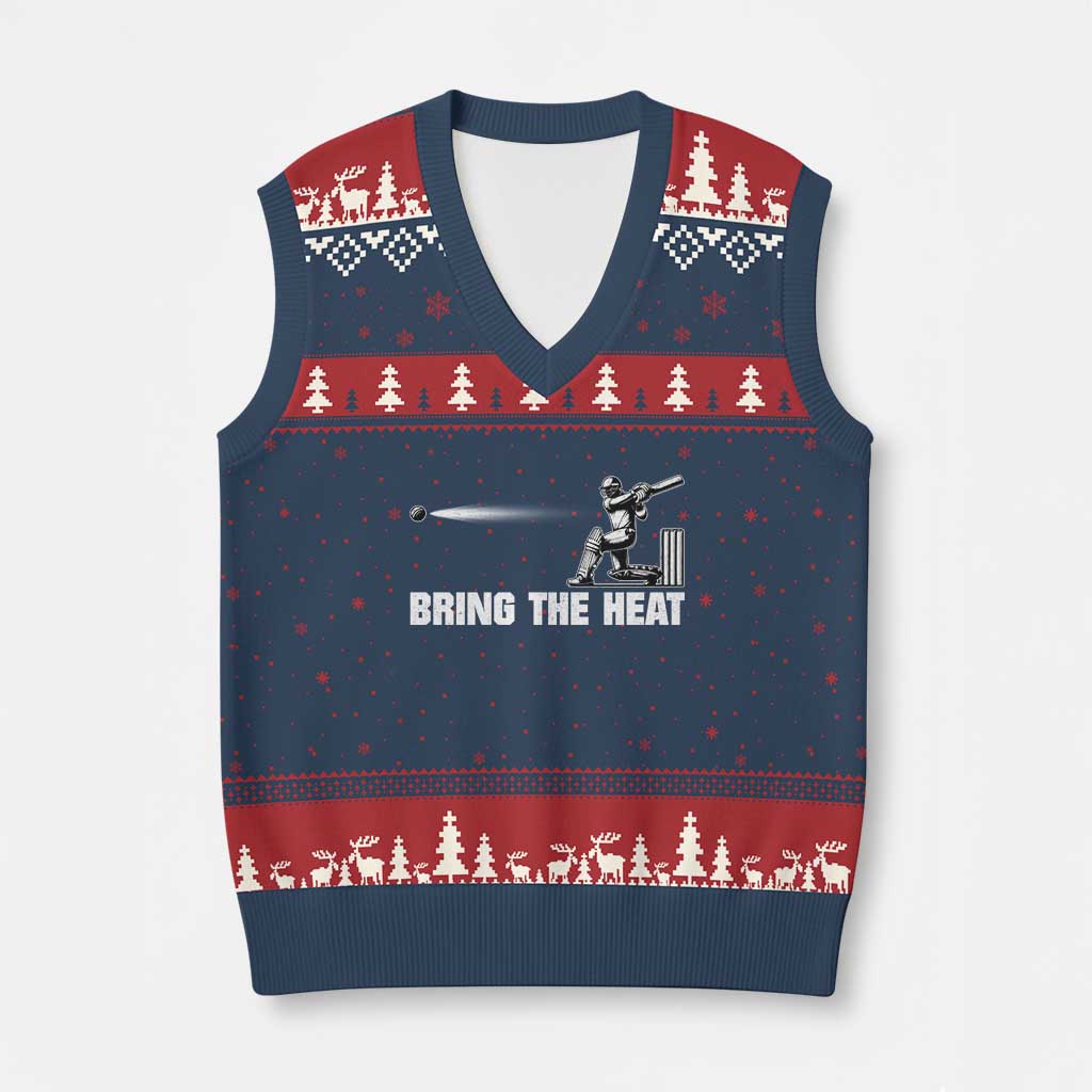 Cricket Player V-Neck Knit Sweater Vest Bring The Heat Batting