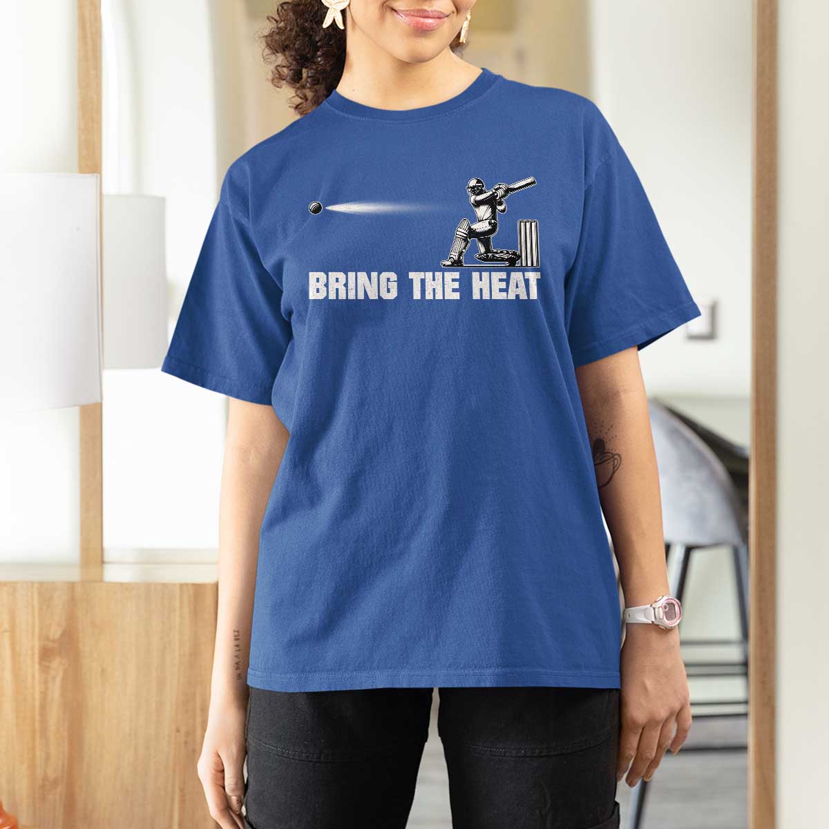 Cricket Player T Shirt For Women Bring The Heat Batting