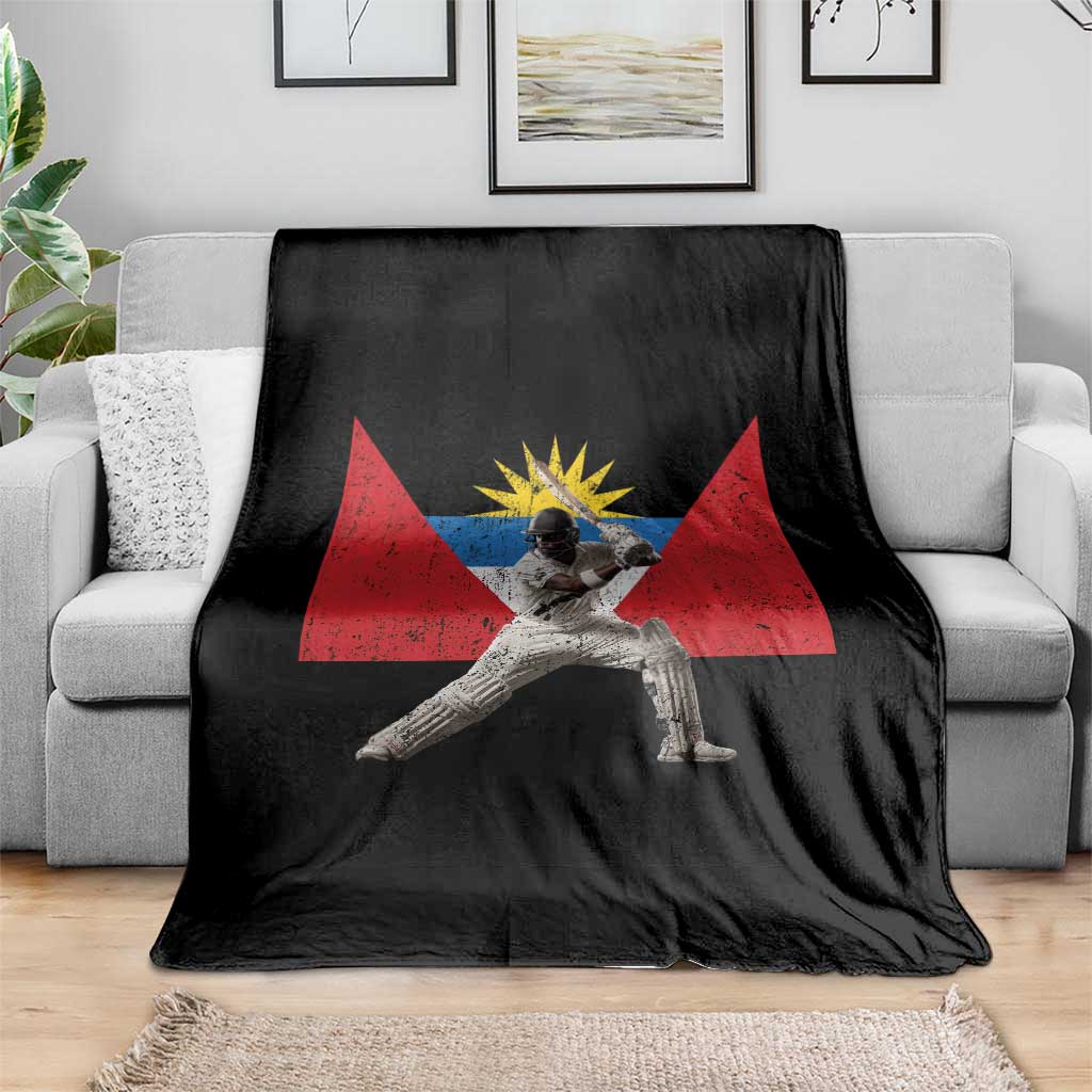 Antigua and Barbuda Cricket Throw Blanket Retro Vintage Sport Antiguan Flag West Indies Fan