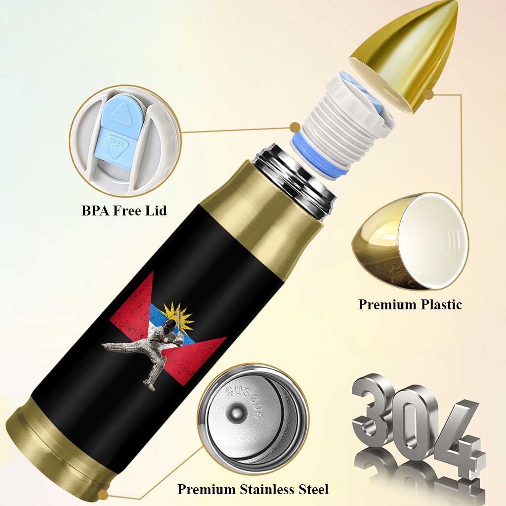 Antigua and Barbuda Cricket Bullet Tumbler Retro Vintage Sport Antiguan Flag West Indies Fan