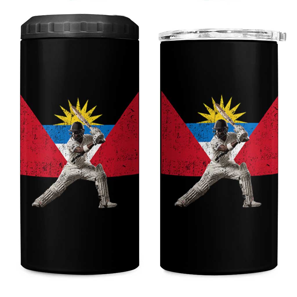 Antigua and Barbuda Cricket 4 in 1 Can Cooler Tumbler Retro Vintage Sport Antiguan Flag West Indies Fan
