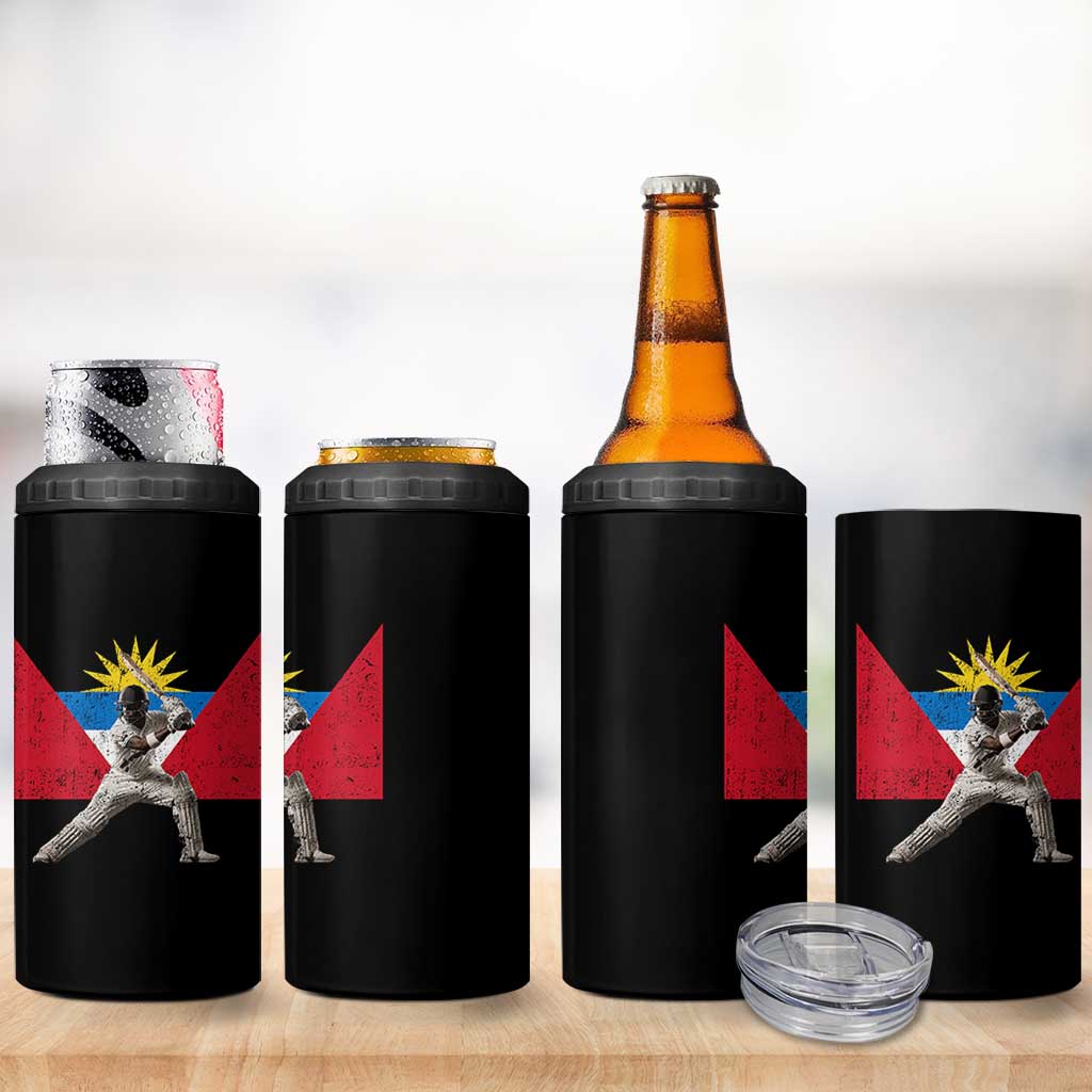 Antigua and Barbuda Cricket 4 in 1 Can Cooler Tumbler Retro Vintage Sport Antiguan Flag West Indies Fan