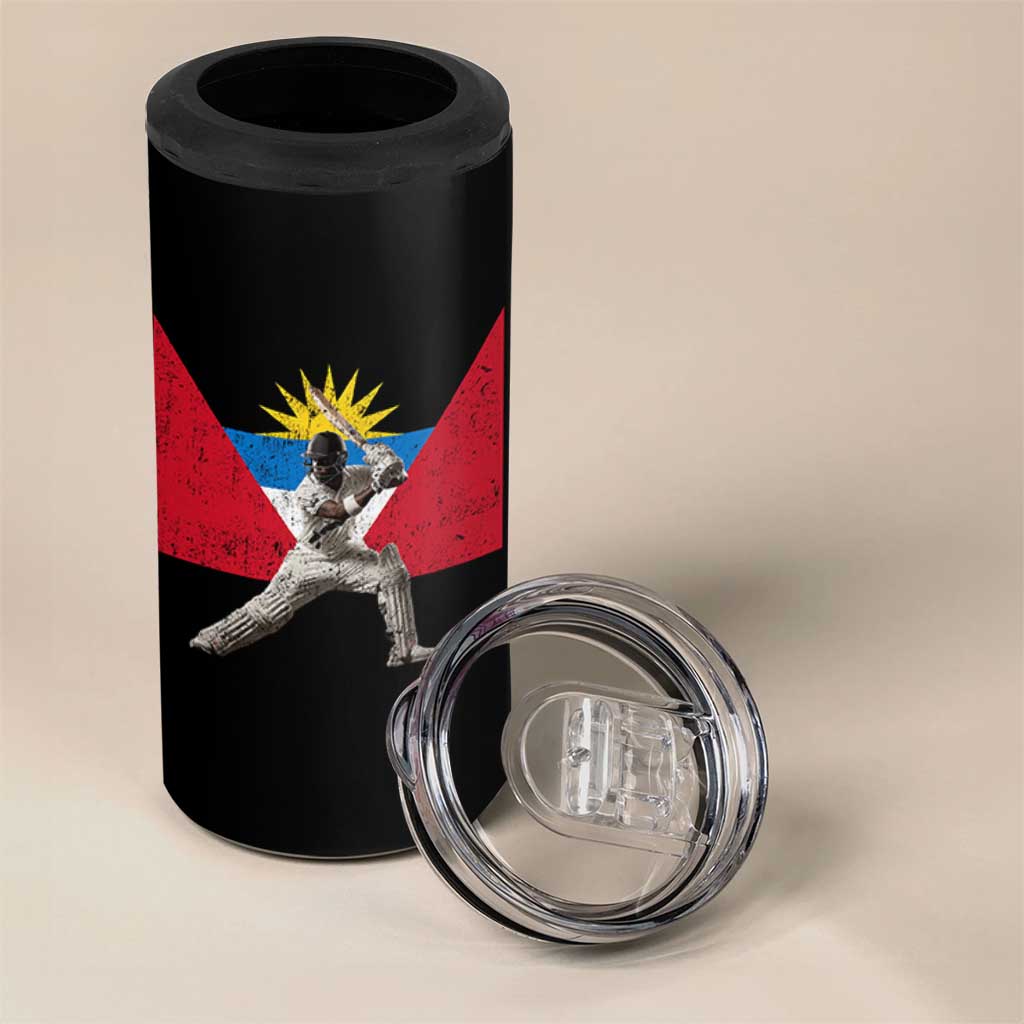 Antigua and Barbuda Cricket 4 in 1 Can Cooler Tumbler Retro Vintage Sport Antiguan Flag West Indies Fan