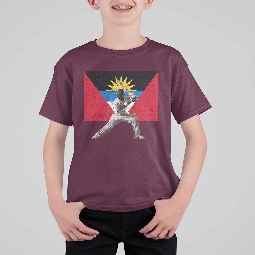 Antigua and Barbuda Cricket T Shirt For Kid Retro Vintage Sport Antiguan Flag West Indies Fan