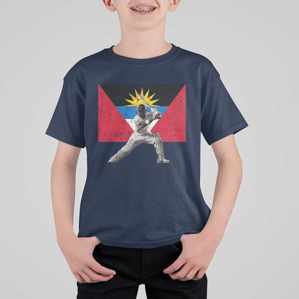 Antigua and Barbuda Cricket T Shirt For Kid Retro Vintage Sport Antiguan Flag West Indies Fan