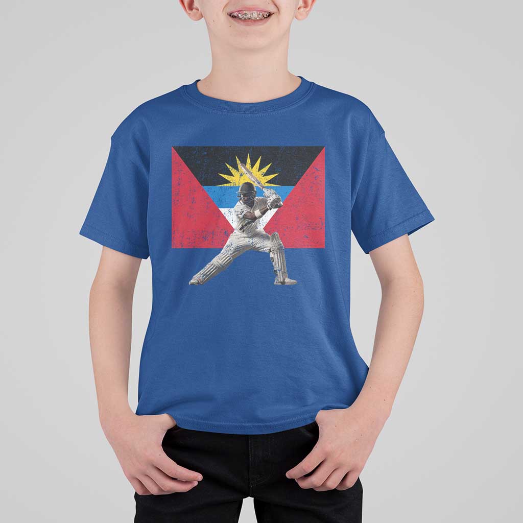 Antigua and Barbuda Cricket T Shirt For Kid Retro Vintage Sport Antiguan Flag West Indies Fan