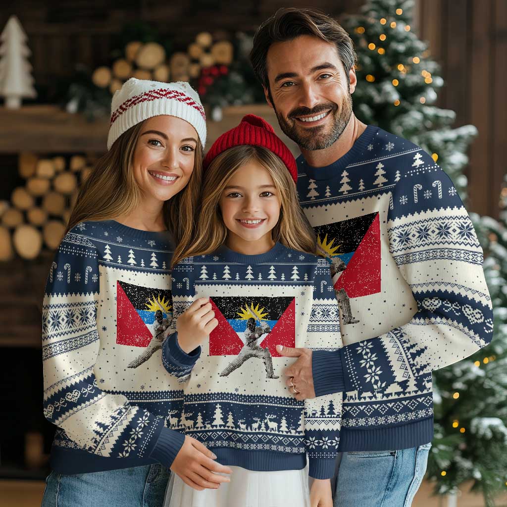Antigua and Barbuda Cricket Ugly Christmas Sweater Retro Vintage Sport Antiguan Flag West Indies Fan