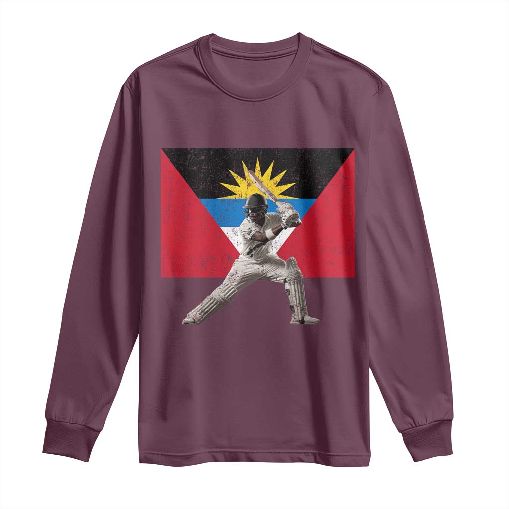 Antigua and Barbuda Cricket Long Sleeve Shirt Retro Vintage Sport Antiguan Flag West Indies Fan