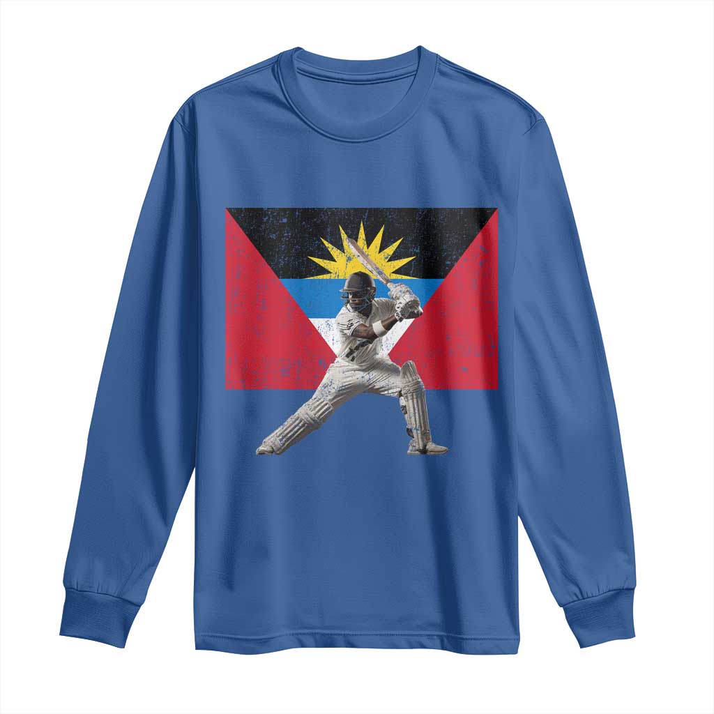 Antigua and Barbuda Cricket Long Sleeve Shirt Retro Vintage Sport Antiguan Flag West Indies Fan