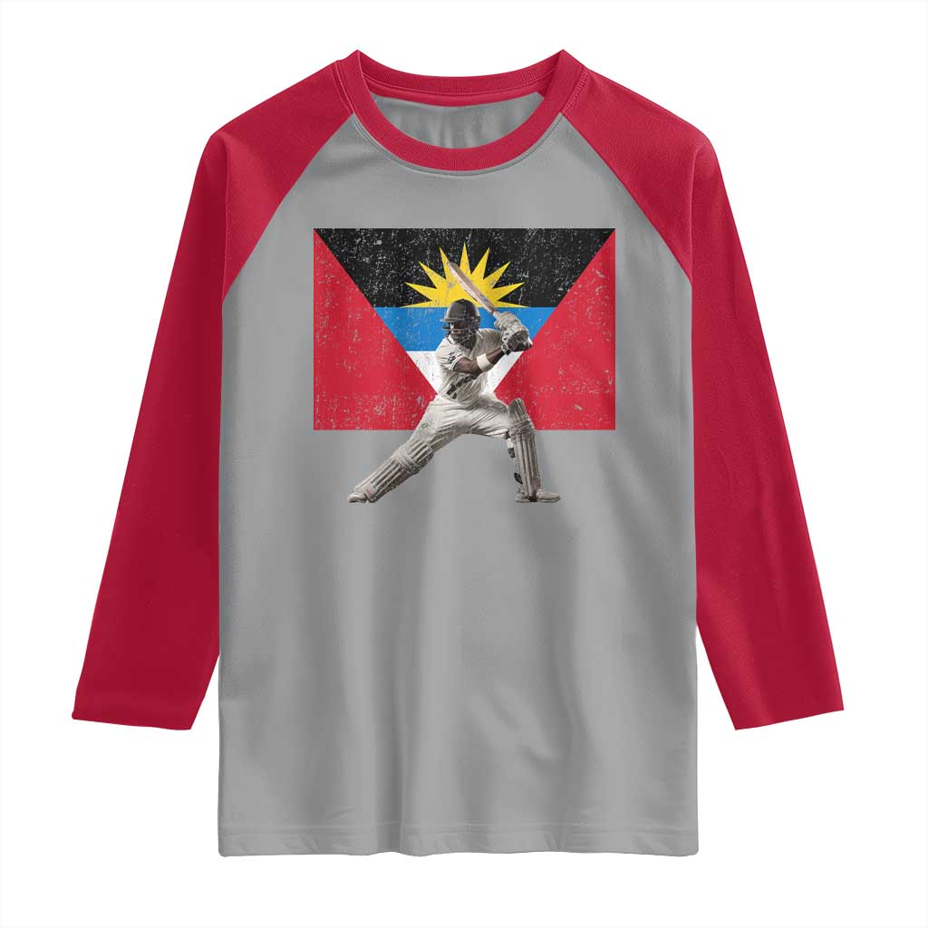 Antigua and Barbuda Cricket Raglan Shirt Retro Vintage Sport Antiguan Flag West Indies Fan