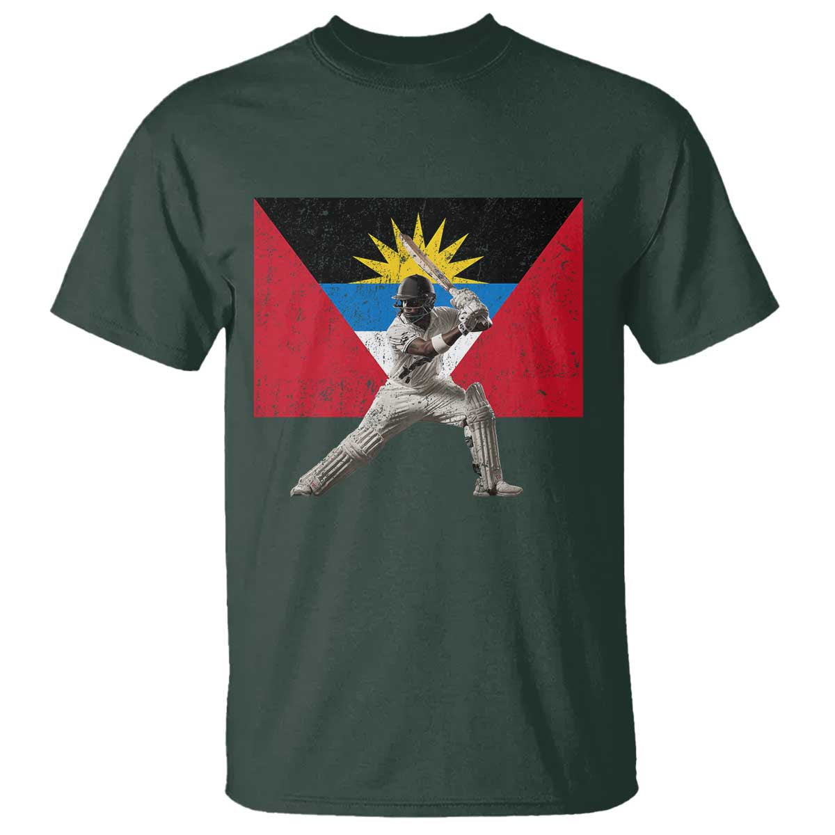 Antigua and Barbuda Cricket T Shirt Retro Vintage Sport Antiguan Flag West Indies Fan