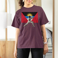 Antigua and Barbuda Cricket T Shirt For Women Retro Vintage Sport Antiguan Flag West Indies Fan