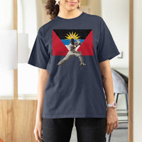 Antigua and Barbuda Cricket T Shirt For Women Retro Vintage Sport Antiguan Flag West Indies Fan