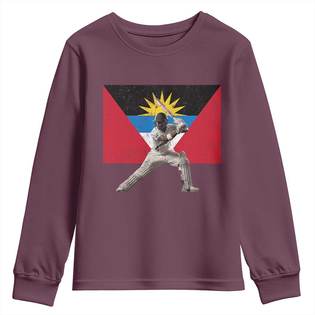 Antigua and Barbuda Cricket Youth Sweatshirt Retro Vintage Sport Antiguan Flag West Indies Fan