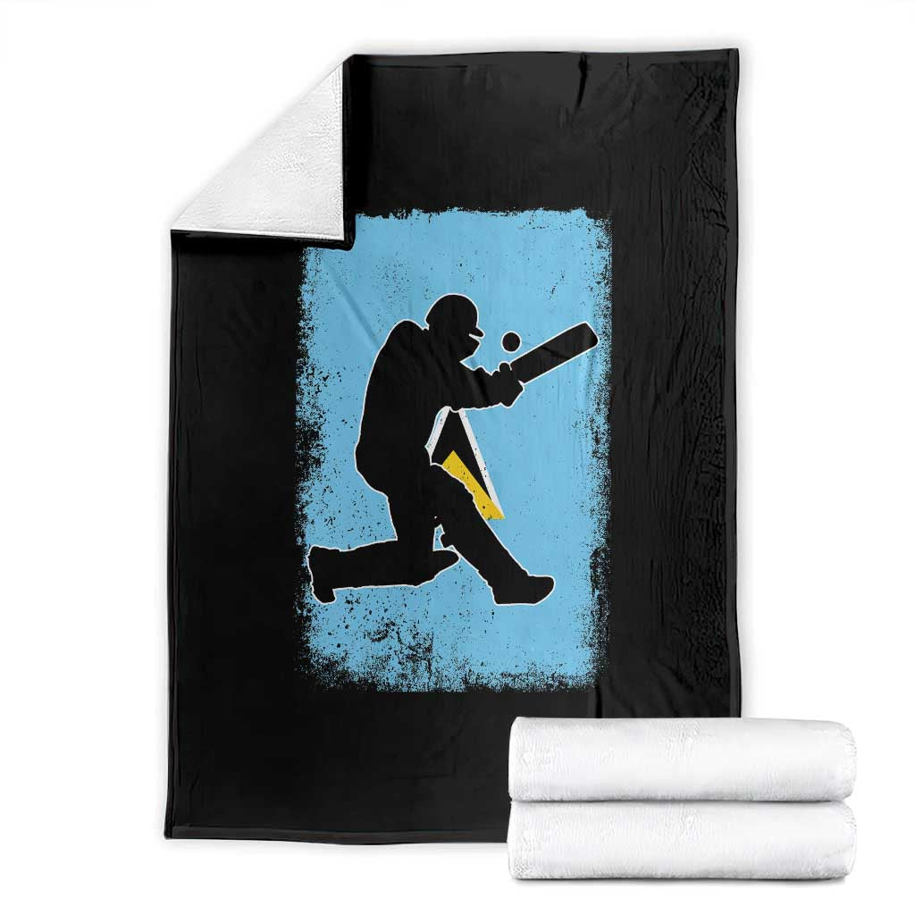 Saint Lucia Cricket Throw Blanket Retro Vintage Sport Saint Lucian Flag West Indies Cricket Fan