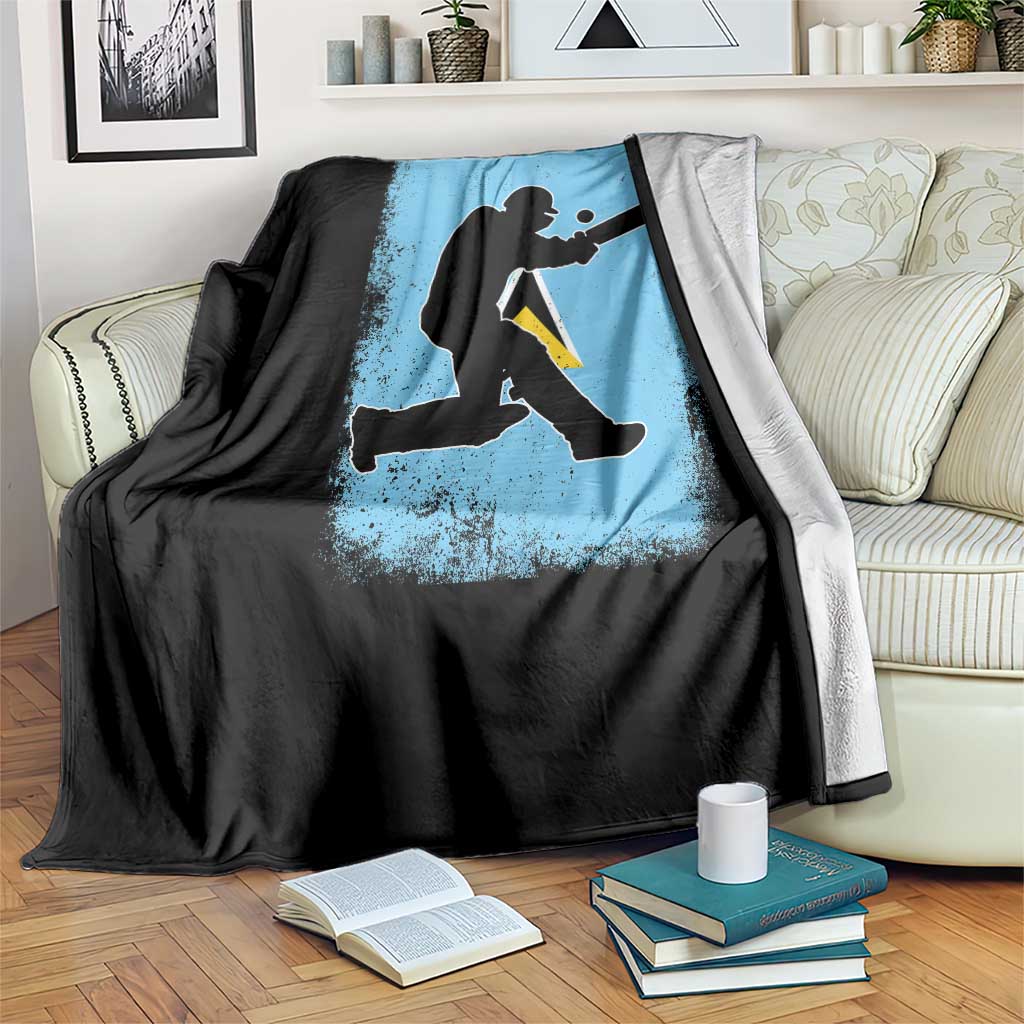 Saint Lucia Cricket Throw Blanket Retro Vintage Sport Saint Lucian Flag West Indies Cricket Fan