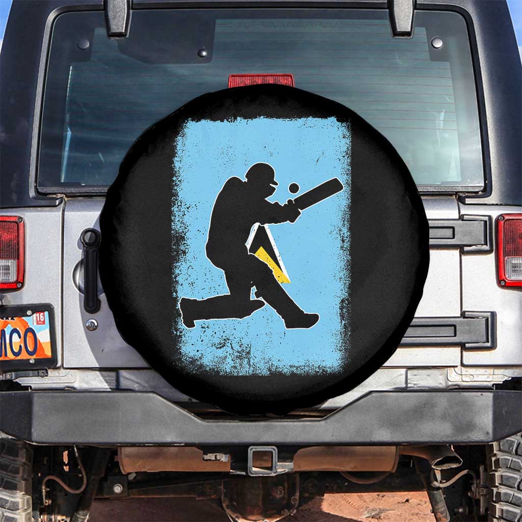 Saint Lucia Cricket Spare Tire Cover Retro Vintage Sport Saint Lucian Flag West Indies Cricket Fan